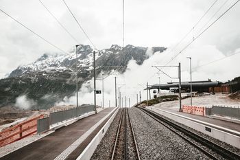 Winter Railway Station In The Mountains